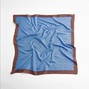 NWT. Zara Blue 100% Silk Geometric Print Scarf.